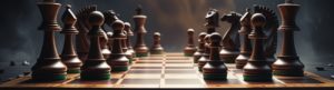 début d'une ouverture d'échecs agressive par les noirs