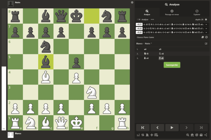 système d'analyse de partie sur chesscom